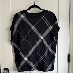 Barbour Summer Tartan Sleeveless Cotton/ Merino Knit Size US 6/UK 10 Navy/White